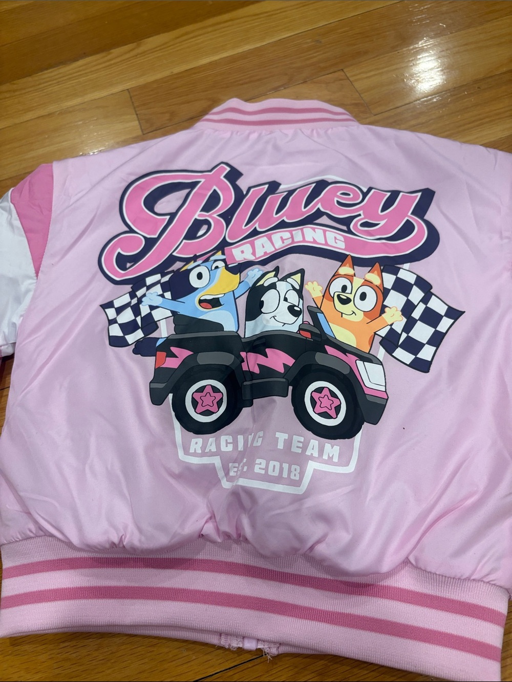 Bluey Pink Racing Club Girls Bomber Jacket - Picture 4 of 4